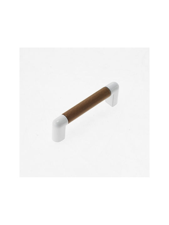Handle Furniture made of Wooden & Metallic & Zamak in White Color 74mm (Center Distance 64mm) 0470-LEF1 1pcs