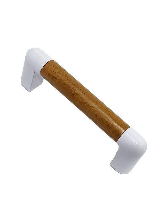 Handle Furniture made of Wooden & Metallic & Zamak in White Color 74mm (Center Distance 64mm) 0470-LEF1 1pcs