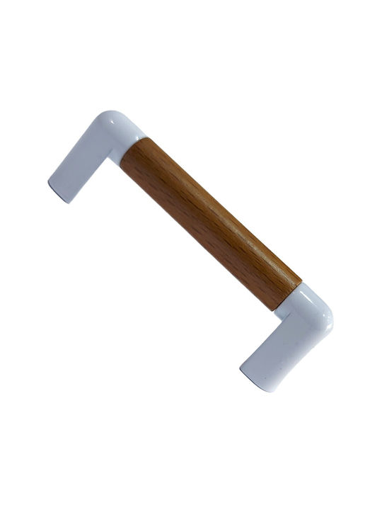 Handle Furniture made of Wooden & Metallic & Zamak in White Color 74mm (Center Distance 64mm) 0470-LEF1 1pcs
