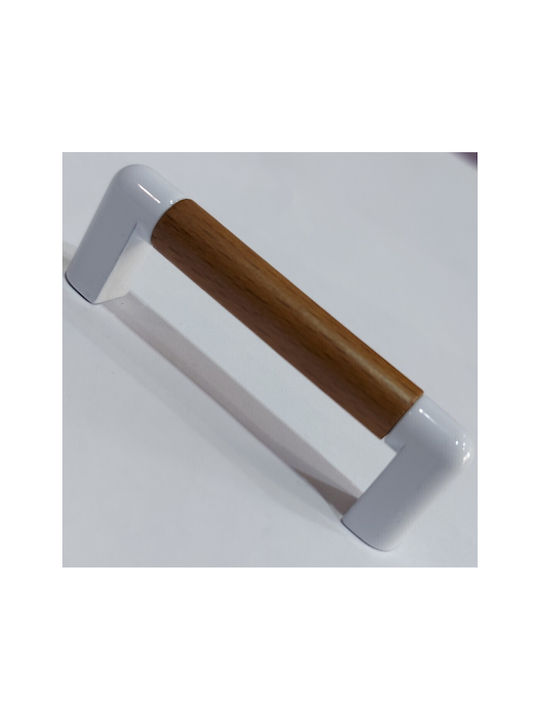 Handle Furniture made of Wooden & Metallic & Zamak in White Color 74mm (Center Distance 64mm) 0470-LEF1 1pcs