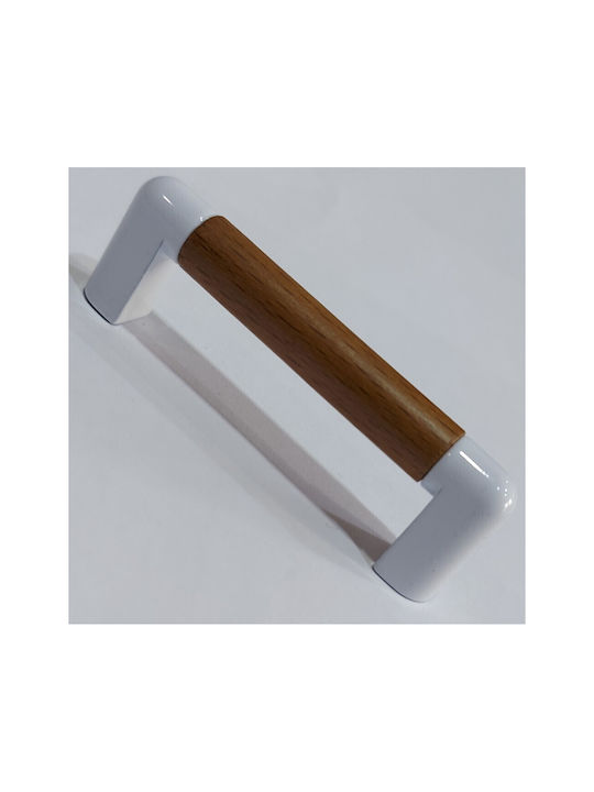 Handle Furniture made of Wooden & Metallic & Zamak in White Color 74mm (Center Distance 64mm) 0470-LEF1 1pcs