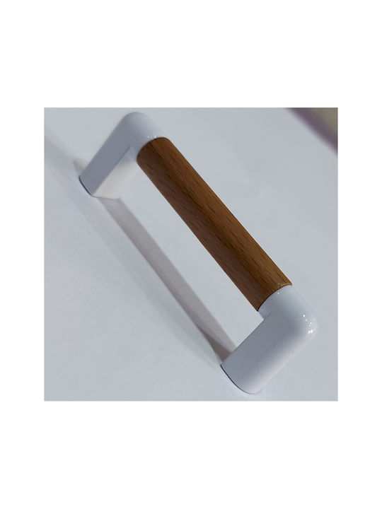 Handle Furniture made of Wooden & Metallic & Zamak in White Color 74mm (Center Distance 64mm) 0470-LEF1 1pcs