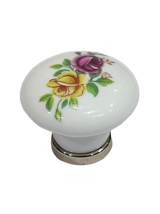 Premier Buton Mobilier din Zamak & Metal & Porțelan în Culoare Multicolor 10934-ARG1 1buc