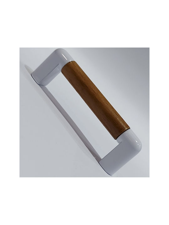 Handle Furniture made of Wooden & Metallic & Zamak in White Color 74mm (Center Distance 64mm) 0470-LEF1 1pcs
