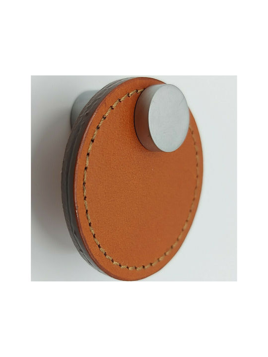 Furnipart Buton Mobilier Mânere de mobilier din Piele & Metal & Zamak în Culoare Maro 7103-KAF1 1buc