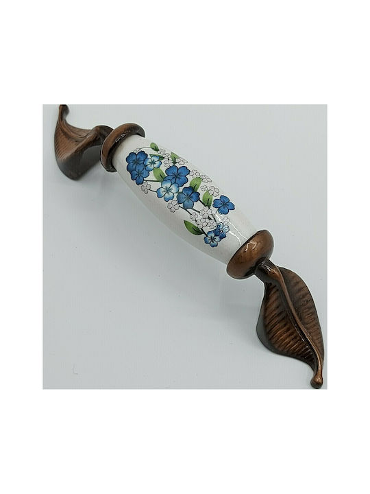 Antique Handle Furniture made of Porcelain & Metallic & Zamak in Copper Color 113mm (Center Distance 96mm) 7800-AS-017 1pcs