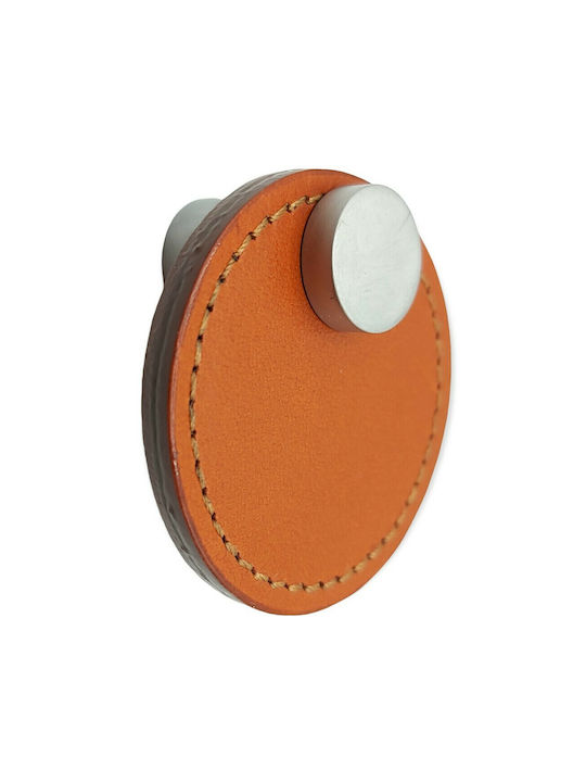 Furnipart Buton Mobilier Mânere de mobilier din Piele & Metal & Zamak în Culoare Maro 7103-KAF1 1buc