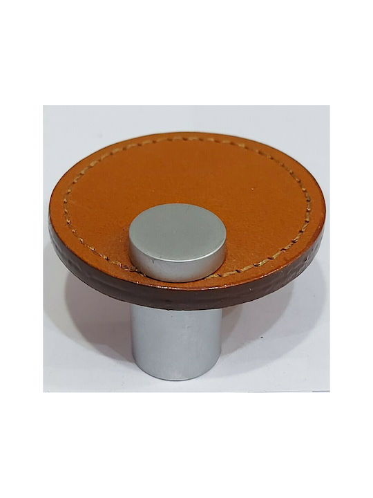 Furnipart Buton Mobilier Mânere de mobilier din Piele & Metal & Zamak în Culoare Maro 7103-KAF1 1buc