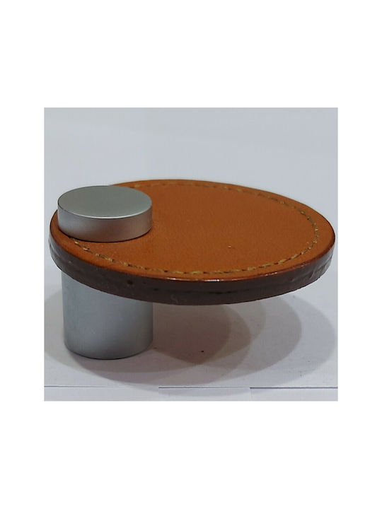 Furnipart Buton Mobilier Mânere de mobilier din Piele & Metal & Zamak în Culoare Maro 7103-KAF1 1buc
