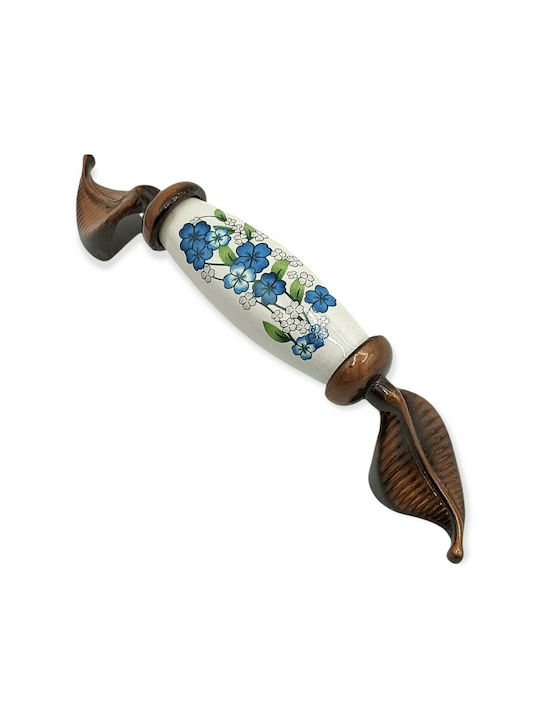 Antique Handle Furniture made of Porcelain & Metallic & Zamak in Copper Color 113mm (Center Distance 96mm) 7800-AS-017 1pcs