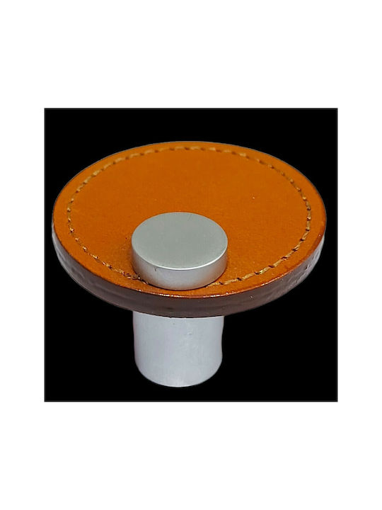 Furnipart Buton Mobilier Mânere de mobilier din Piele & Metal & Zamak în Culoare Maro 7103-KAF1 1buc