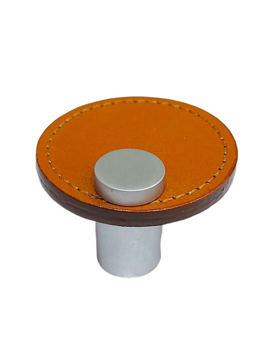 Furnipart Buton Mobilier Mânere de mobilier din Piele & Metal & Zamak în Culoare Maro 7103-KAF1 1buc
