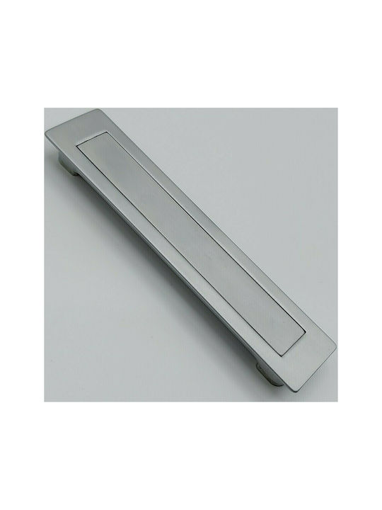 Obispa Handle Furniture Flush Handle made of Metallic & Zamak in Silver Color 147mm (Center Distance 128mm) 0460-10C1 1pcs