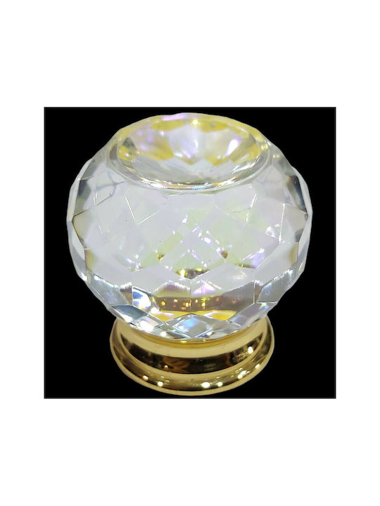 Knopf Möbelgriff aus Kristall & Metallisch & Zamak in Gold Farbe 9069-ORO 1Stück