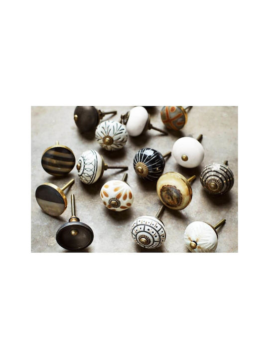 Madam Stoltz Antique Knob Furniture made of Ceramic in Ecru Color D40mm TA-14 1pcs