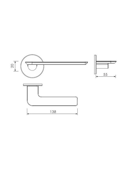 Yalis Design Hebel Vordertür mit Rosette Rechts 259-84204-ΔΕΞΊ Schwarz