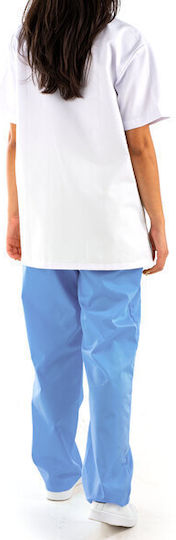 Women's Light Blue Medical Pants Cotton and Polyester