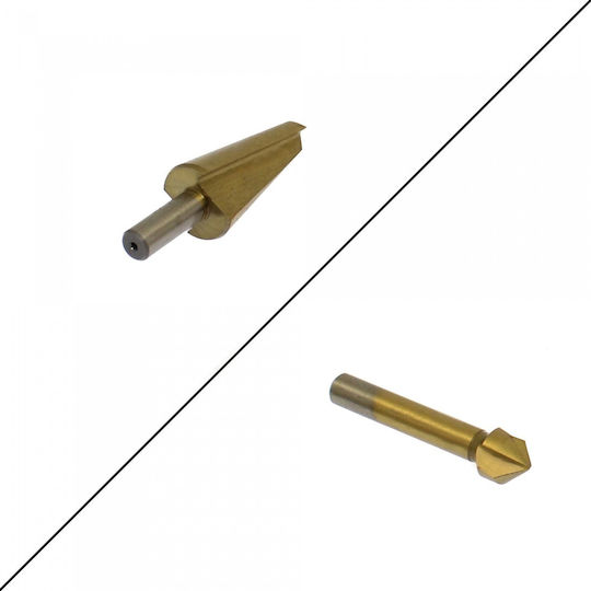 Set 2 Burghie Conice HSS cu Tija Cilindrică pentru Metal και Lemn