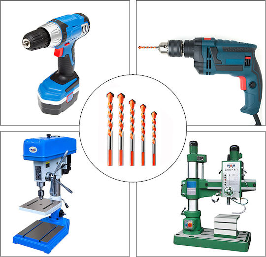 SKS Tools Σετ 5 Τρυπάνια Καρβιδίου με Τρίπλευρο Στέλεχος