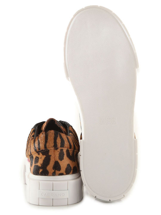 Carrano Mest Pelo Zebra Pelonca Flatforms Sneakers Καφέ