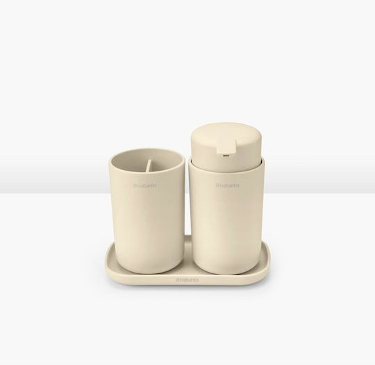 Brabantia Set Accesorii Pentru Baie Metalic Bej 3 Bucăți Brabantia Set Accesorii Pentru Baie Metalic Bej 3 Bucăți