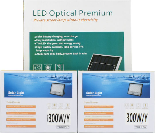 Factory Waterproof Solar LED Floodlight 300W Cold White 6500K with Remote Control IP67