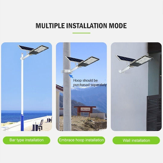 Led Lampă Solară Stradală 400W 969lm Alb Rece 6500K cu Senzor de Mișcare, Fotocelulă și Telecomandă IP65 20cmx15cmx50cmcm