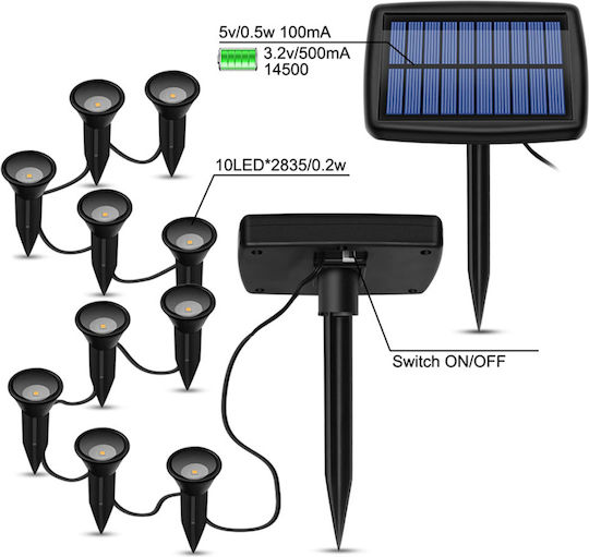 Set 10 Eingesteckte Solarleuchten 0.5W Kaltweiß 5000K mit Fotokontakt
