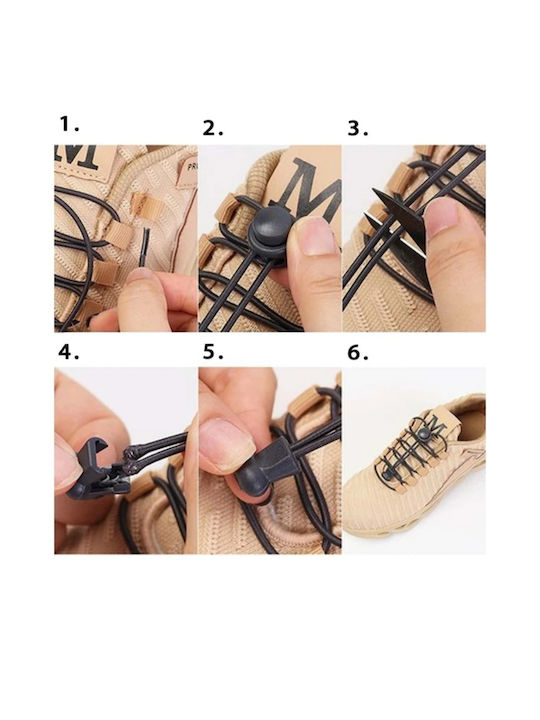 Shoelaces Elastic Black 2pcs