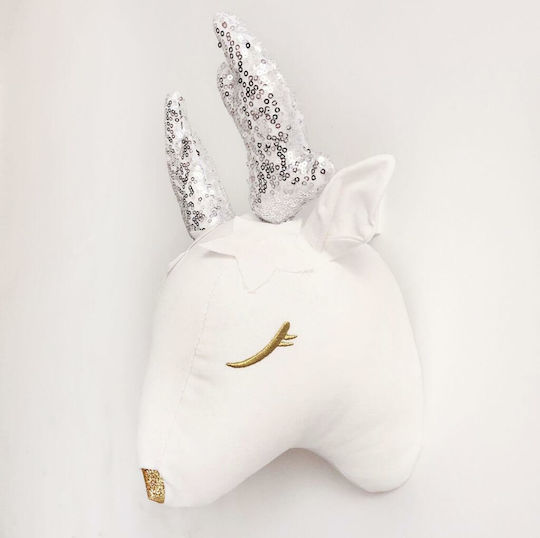 Kids Decorative Animal Bust Animals White made of Fabric 14x30x20εκ.