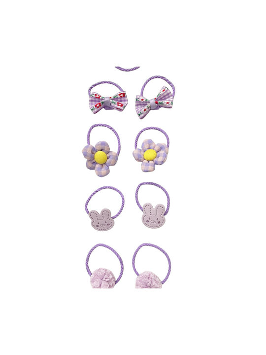 Kids Hair Ties Set Purple 9pcs Χ9310-1