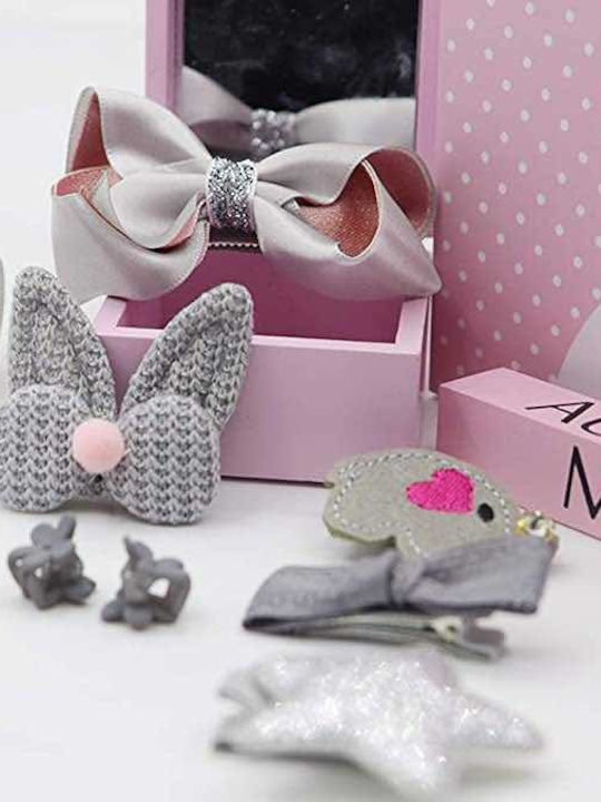 Set Kinderhaarklammern mit Haarspange / Gummiband in Gray Farbe 15Stück