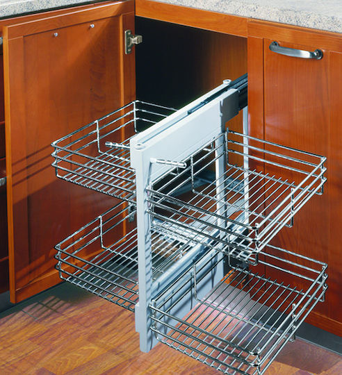 Lemi Magic Corner Cupboard Expanding Hardware with Brakes Silver 40x50cm 238-46255BSX40