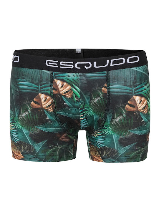 Esqudo Men's Boxer Green with Patterns