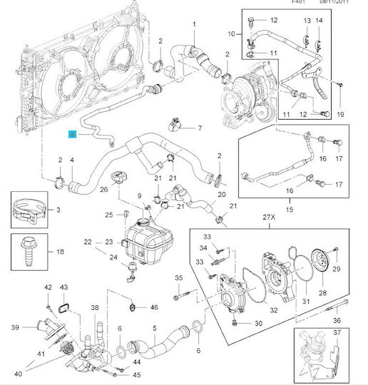 Car Water Reservoirs Hose for Opel Insignia