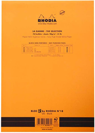 Rhodia Block Μπλοκ Σημειώσεων Α4 70 Φύλλων Ριγέ Πορτοκαλί