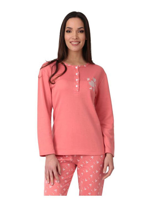 Lydia Creations Winter Damen Pyjama-Set Orange