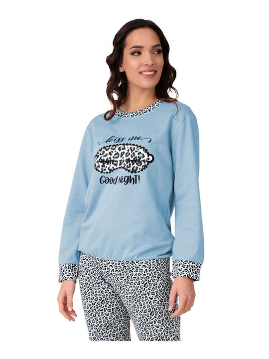 Lydia Creations Winter Women's Pyjama Set Light Blue