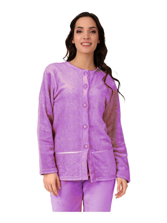 Lydia Creations Winter Women's Pyjama Set Fleece Purple
