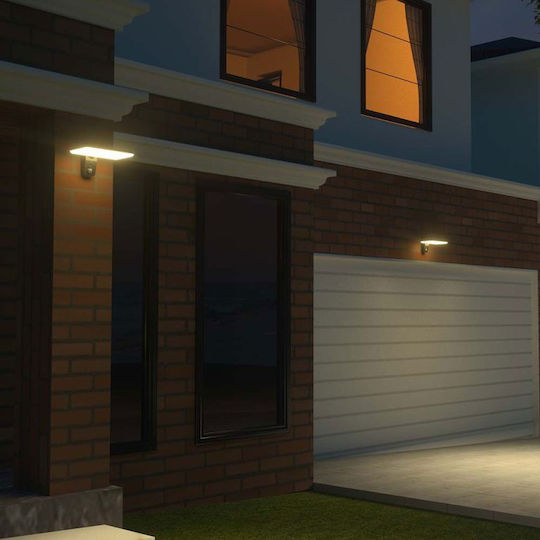 V-TAC Garden Led Wall Mounted Solar Light 15W 2000lm Natural White 4000K with Motion Sensor IP65 29.4cmx23.6cmx7.7cmcm