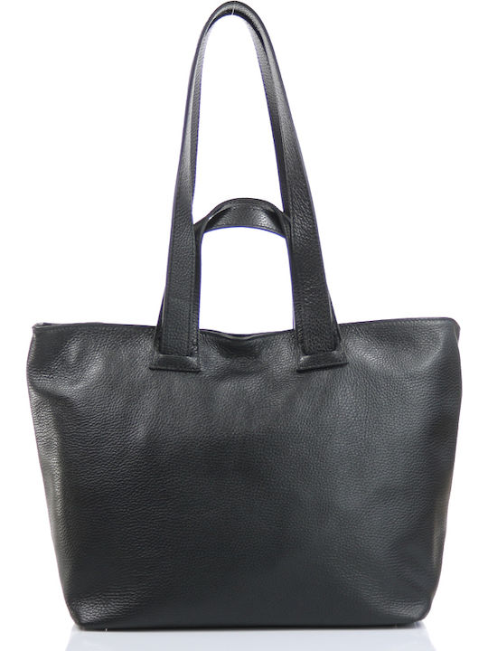 Leder Damentasche Shopper Schultertasche Schwarz