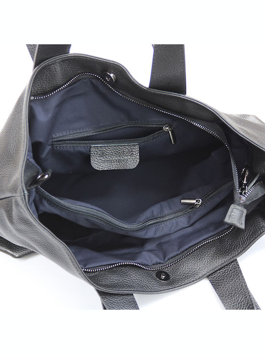 Leder Damentasche Shopper Schultertasche Schwarz
