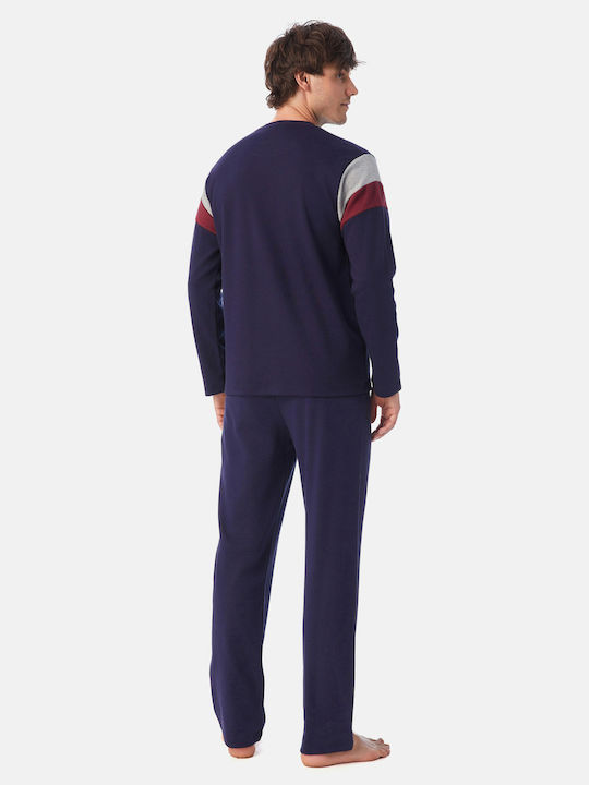 Minerva Men's Winter Pajamas Set Navy Blue