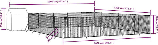 vidaXL Металик Парк За Кучета 1200x250см Сребрист