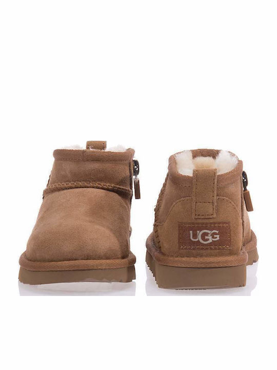 Classic Ghete Copii din Suede cu Fermuar Tabac maro