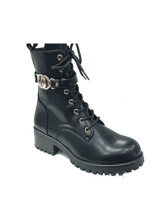 Plato Women's Combat Boots Black