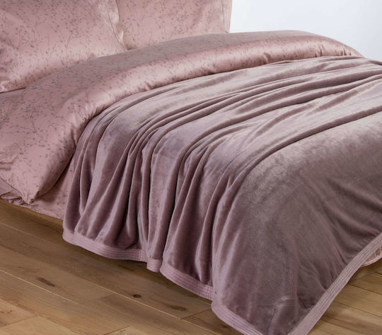 Nef-Nef Homeware Velosso Κουβέρτα Βελουτέ Υπέρδιπλη 230x240εκ. Pink
