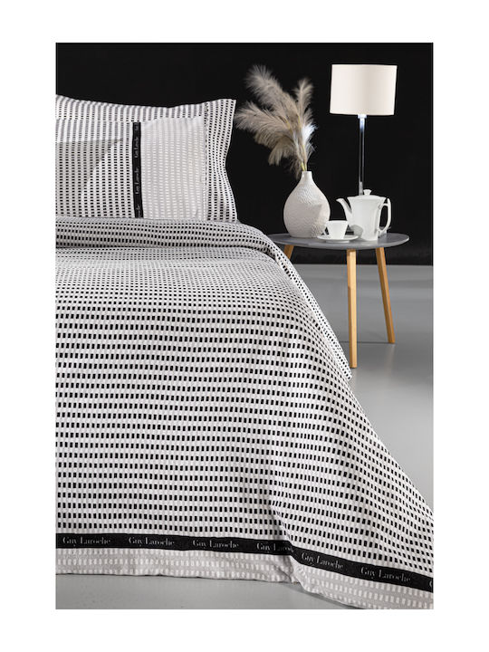 Guy Laroche Set Bettbezug Baumwolle Über-Doppelbett mit 2 Kissenbezügen 225x245 Flannel Parma Parma Grey