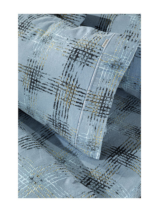 Guy Laroche Duvet Cover Set Flannel Queen with 2 Pillowcases 225x245 Flannel Mezzo Blue