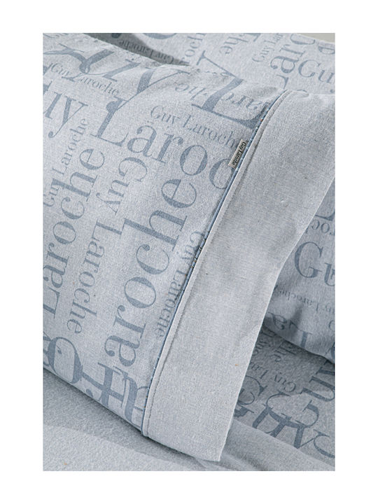 Guy Laroche Duvet Cover Set Flannel Queen with 2 Pillowcases 225x245 Flannel Brand Blue